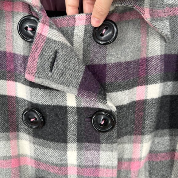 Cabi VTG Wool Blend Double Breasted Jacket Peacoat Size 8 Black Pink White - Picture 3 of 11